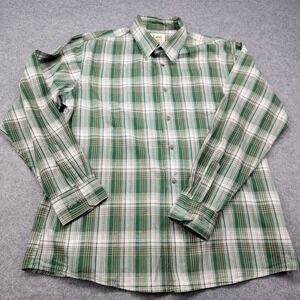 Lee Button Up Shirt Dungarees Mens Size XL Plaid Green And White
